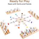 Mexican Train Dominoes Set with Numbers and 4 Wooden Trays/Racks, Double 12 Dominos Travel Set with 4 Tiles Holders, 91 Tiles Double 12 Colored Dominoes Game Set with Portable Case for Families Kids