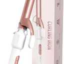 Curling Iron 1 Inch, Travel Curling Iron Dual Voltage, Professional Curling Wand for Long Hair & Medium Hair - Ceramic Coating Barrel, Heats up to 446F, 6 Temps (Rosegold)