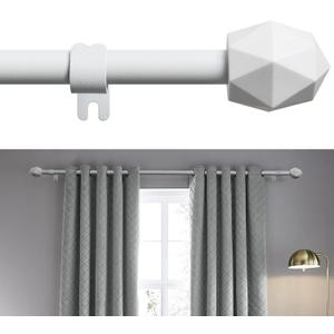 FLY HAWK Curtain Rods, 48" to 93" for Windows Curtain Rod Set, Modern Simplicity Decorative Style 5/8 Inch Metal Curtain Pole, Heavy Duty Drapery Rods with Brackets White