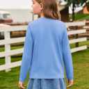 Haloumoning Girls Long Sleeve Tees Kids Casual Crewneck Pleated T Shirts Cute Fall Tops 5-14 Years