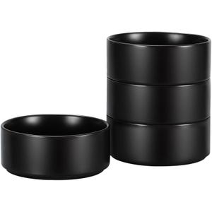 GZG Ceramic Cereal Bowls Set of 4,6 Inch Stoneware Soup Bowls,Dishwasher and Microwave Safe,Stackable,Scratch Resistant for Oatmeal,Fruit,Salads and Rice(Matte Black)