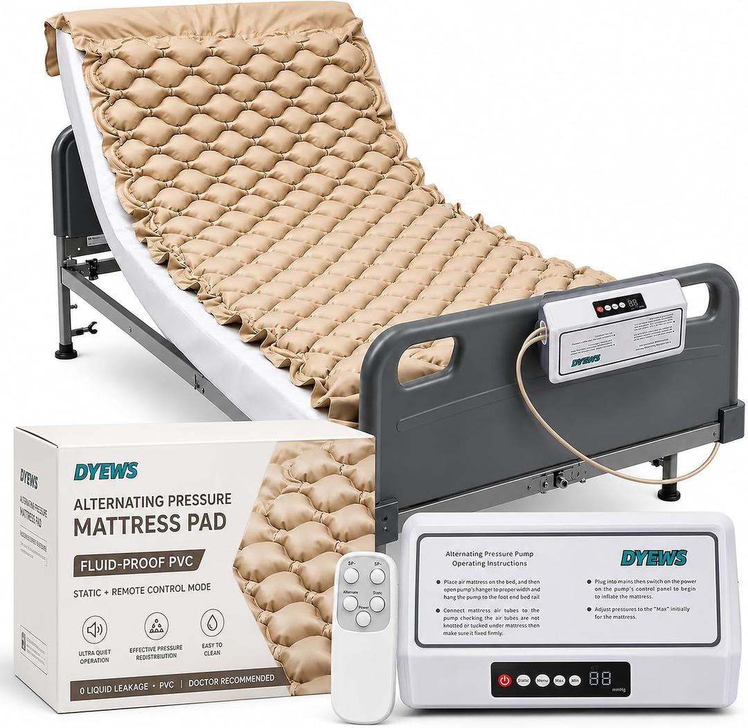 Alternating Air Pressure Mattress Pad for Hospital & Home - Prevention Bed Sores, Ultra-Quiet Pump, Digital Display & Remote Control, Suitable for Bedridden or Limited Mobility Patients, 35” W x 75” L