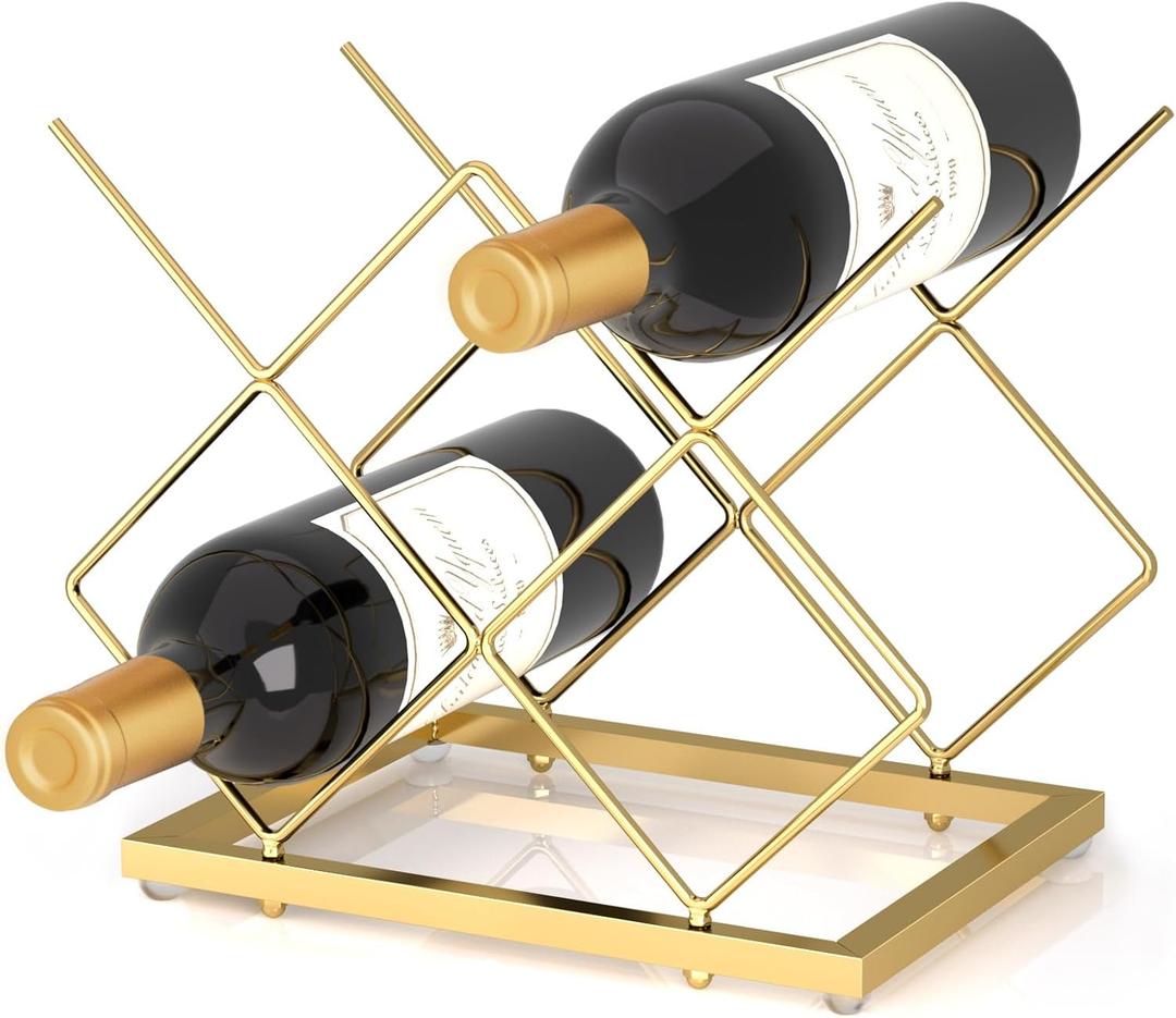 Urban Deco Gold Wine Rack Small Countertop for Cabinets  5 Wine Holder Countertop Stylish and Compact Small Wine Racks