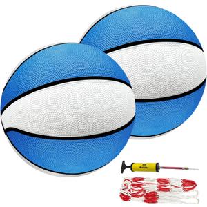 2 Pack Pool Basketballs, 9" Size 6 Rubber Waterproof Basketball for Swimming Pool, Anti-Slip Textured Grip, Water Basketballs with Pump and Net for Kids Adults, Great for Pool Basketball Hoops.