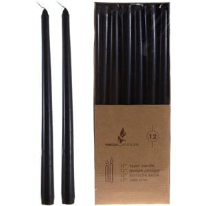 Mega Candles 12 pcs Unscented Black Taper Candles, Hand Poured Wax Candle 12 Inch x 7/8 Inch, Home Dcor, Wedding Receptions, Centerpieces, Occasions, Events, Romantic Dinners, Prayer, Holders