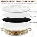 11 Inch Enamel Pie Pan Vintage Floral Baking Dish, Non-stick Oven and Dishwasher Safe for Turkey, Pizza and Desserts Gift for Wife and Mother Baking Dish(Retro Style)