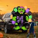 JOYIN Halloween Trunk or Treat Kit Zombie Toss Game Theme Decorations, Large Scary Green Zombie Toss Cornhole with Balloons and Sandbags, Halloween Car Decorations for SUV, Garage Door, Party Supplies