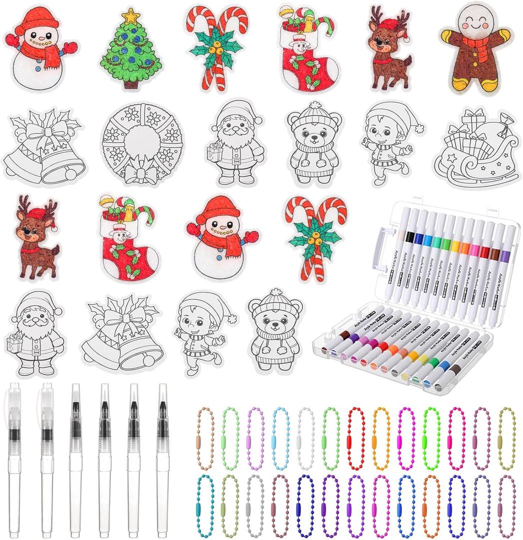 Gueevin 102 Pcs Magic Foam Texture Painting Kit Gifts 36 Pcs 3D Foam Texture Paper Puffy Paint 24 Colors Markers 6 Water Brush 36 Bead Chains for Drawing Holiday DIY Craft Party Supplies(Assorted)