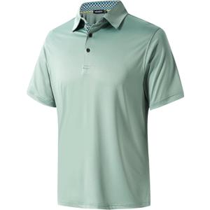 Mens Golf Shirts Dry Fit Short Sleeve Casual Performance Solid Collared Polo Shirts for Men (Green, XXXL)