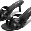 Mostrin Kitten Heels for Women Pointed Toe Vintage Mules Heels Sexy Slip on Stiletto Backless Sandals for Party Wedding Daily (8, Black #01)