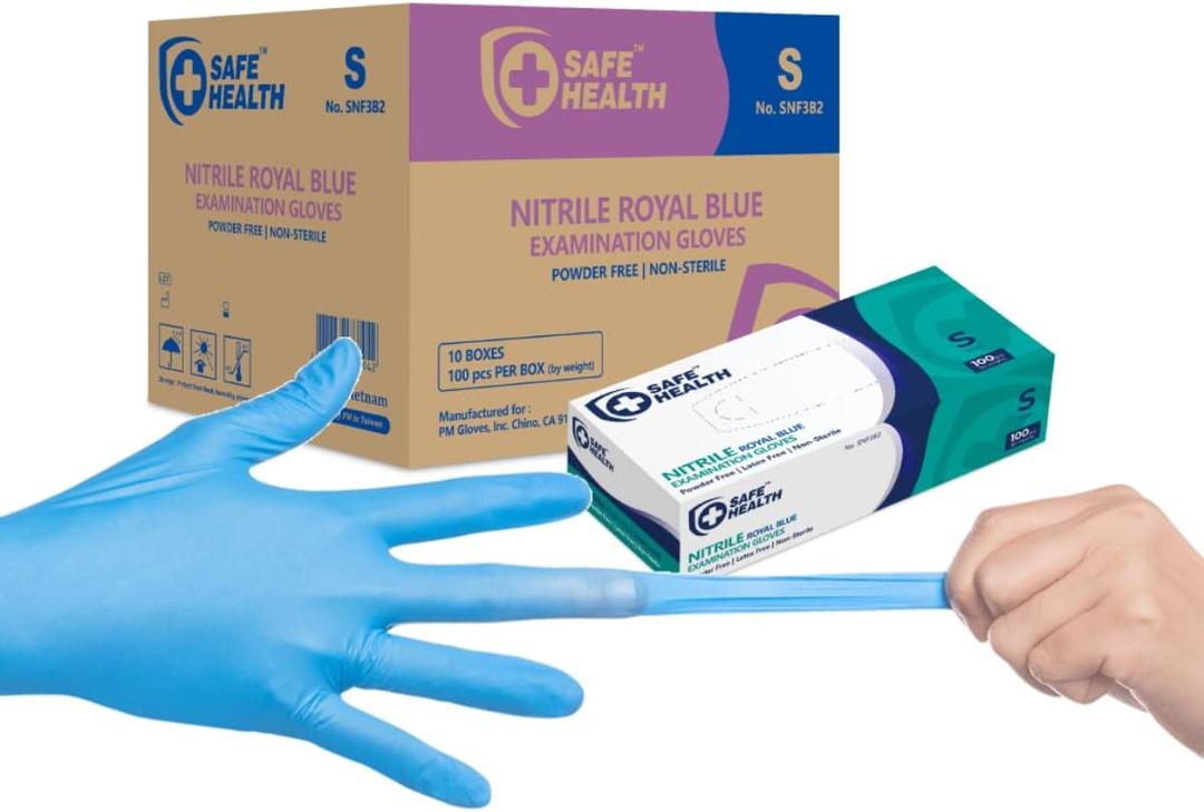 Safe Health Nitrile Exam Gloves – Small, Latex-Free, Powder-Free, Case of 1000, 3.5 mil Blue Disposable Gloves, Textured Fingertips – Medical Grade, Food, Cleaning, Tattoo Use