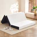 Tri Fold Mattress Twin Size – 6 Inch Twin Folding Memory Foam Floor Bed with Washable Cover, Non-Slip Bottom, Portable Guest Mattress for RV, Camping, Dorm, No Fiberglass, 75"x38"x6"