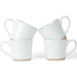 famiware Coffee Mugs for 4, 12 oz Mug Set, Dringking Cup with Handle for Coffee, Tea, Cocoa, Milk, Saturn serise, White