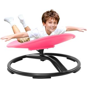 Zhenx Spinning Chair for Autistic Kids (Ages 3-18) - 220LBS Capacity Sensory Swivel Seat - Sensory Toy for Teens with ADHD/Autism - Sit and Spin Calming Gift to Improve Focus & Body Balance (Pink)