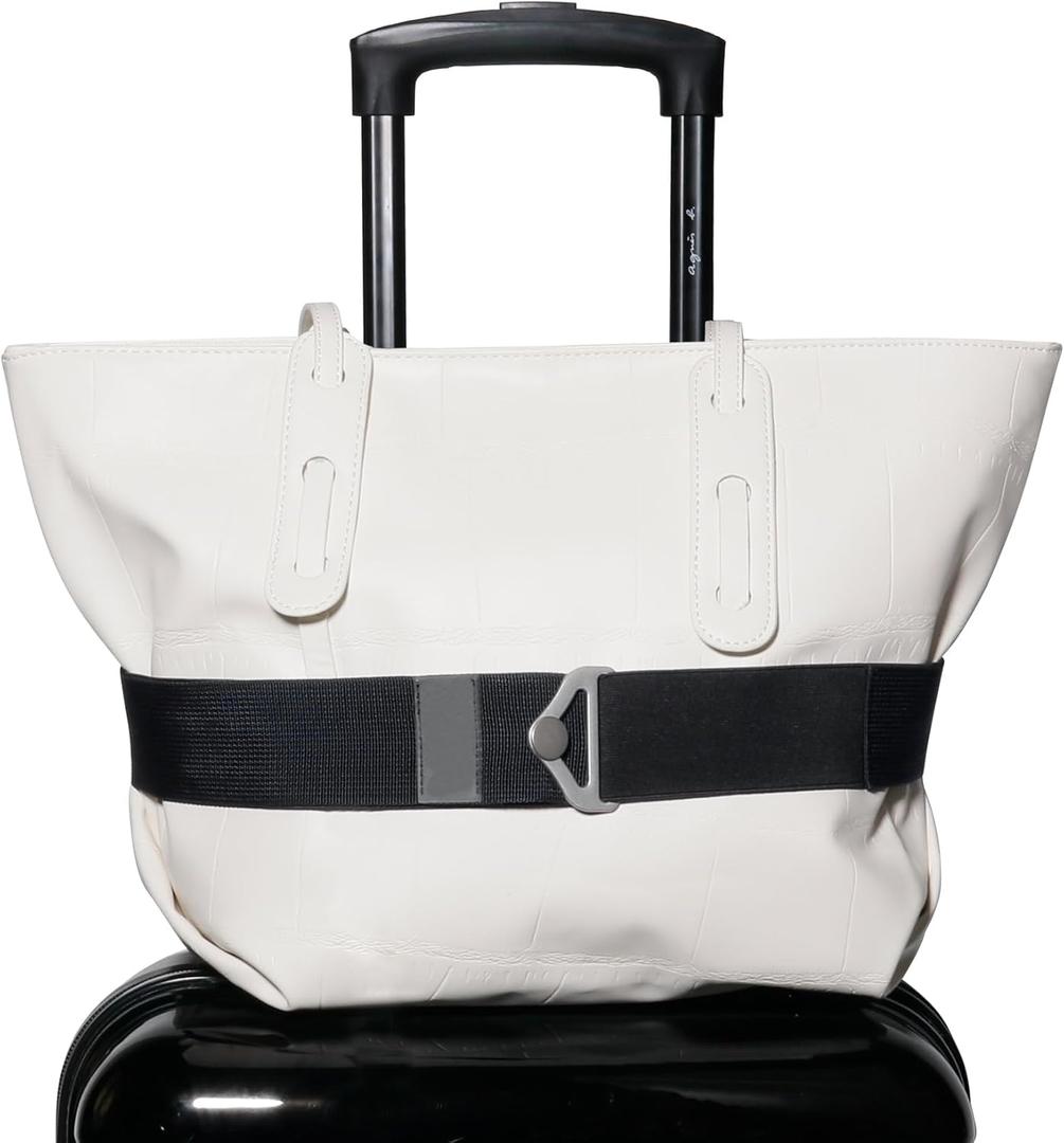 TOOVREN 2-in-1 Travel Belt for Luggage Straps Add a Bag Bungees Luggage Strap Over Handle Suitcases Belt for Carry On Bag Elastic Belt Adjustable Suitcase Strap Airport Travel Accessories Black (28-35" Length)