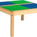 Time-2-Play 35" Square Blue and Green Birch Plywood Montessori School Activity Compatible with Duplo Table with Trough for Kids with 18" Long Wood Legs