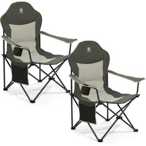 EVER ADVANCED Camping Chairs, Lawn Chairs Outdoor Sports Chairs, Folding Chair 2 Pack Camping Chairs for Adults, Supports 400lbs, Green