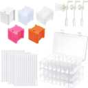 TWINKLEMON 509PCS Embroidery Floss Organizer Kit 3 Removable 24 Compartments with 500 Floss Bobbins and 3 Numbered Stickers 3 Bobbin Winder Cross Stitch Thread Organizer for Craft DIY Sewing Storage