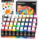 Shuttle Art Acrylic Paint, 36 Colors Acrylic Paint Set with Brushes & Palette, 2oz/60ml Bottles, Rich Pigments Non-toxic for Artists Kids & Adults, Painting on Canvas Rocks Ceramic Wood (Regular)