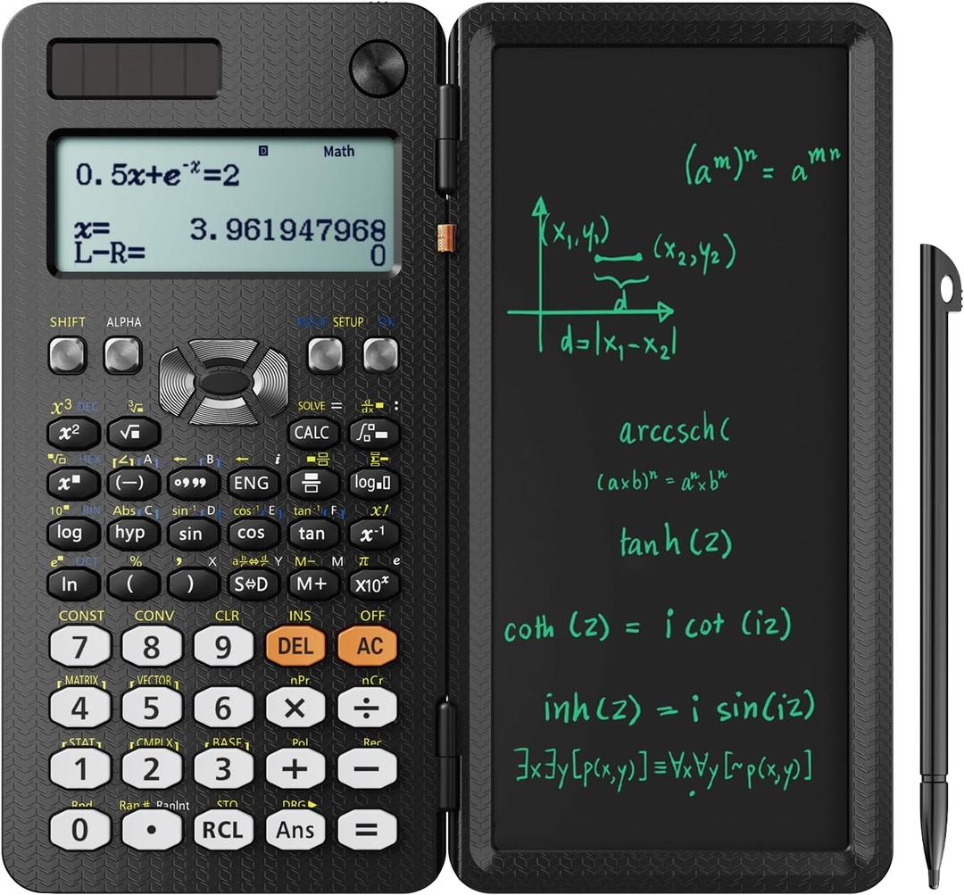 NEWYES 991ES Scientific Calculator with LCD Writing Tablet, 417 Function Solar Energy Science Calculators Notepad, Professional Foldable Calculators for Students School College