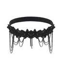 AHANDMAKER 1920s Flapper Headpiece Roaring, Cloth Rhinestone Elastic Headbands Floral Patterns Dangle Beads Black Head Chain Jewelry for Dancing Prom Anniversary Women Vintage Hair Accessory