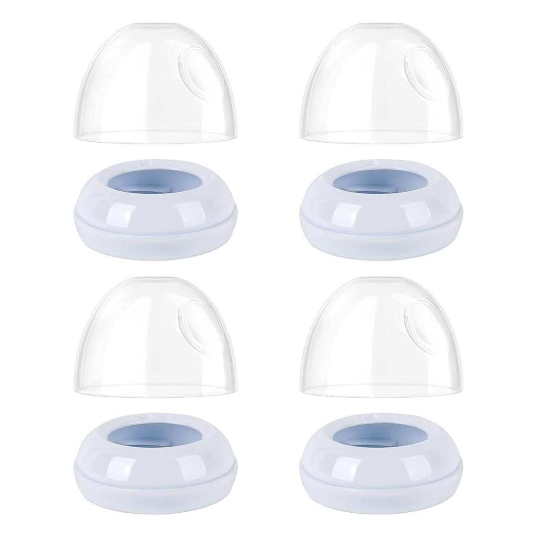 4-Pack Baby Bottle Rings and Caps for Philips Avent Natural Bottles, Replacement Screw Ring Collars, Baby Bottle Nipple Rings for Avent Natural Plastic and Glass Bottles