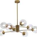 KCO Lighting Modern Sputnik Chandelier 8-Light Clear Glass Globe Ceiling Pendant Light Mid Century Brass Flush Mounted Fixture Kitchen Island (Gold+Clear)