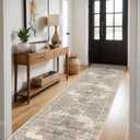 RUUGME Washable 3X12 Runner Rugs - Large Boho Rugs for Living Room Stain Resistant Carpet Vintage Tribal Rugs for Bedroom Kitchen Bathroom Non Slip Backing Home Decor Floor Decoration Mat 3X12 Beige
