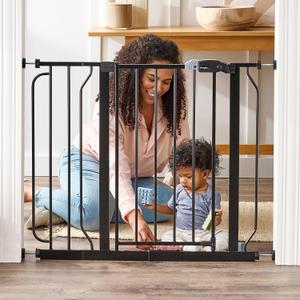 Regalo Safety 29-38.5" Baby Gate for Doorways & Bottom of Stairs, Pressure Mounted Baby Gate with Door for Babies, Toddlers & Pets, Tested & Safe for 30 Years, American Designed, American Owned, Black