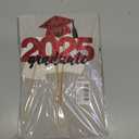 4 Pcs 2025 Graduate Cake Topper Red Glitter Congrats Grad Cake Topper Class of 2025 Cake Decor for 2025 Senior High School/College/University Happy 2025 Graduation Party Supplies Decorations, 3pack