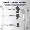 Shower Slide Bar Adjustable Handheld Shower Head Holder Wall Mount - 15inch All-Metal Shower Head Slide Bar Compatible with Bathroom Drill Free Glue Installation - Polished Chrome
