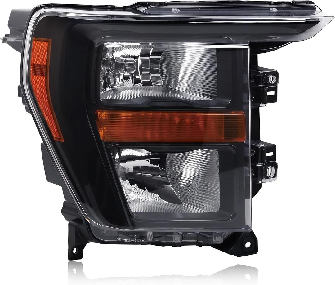 Black Halogen Headlights Compatible With 2021-2023 Ford F150 F-150