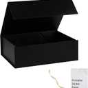 Black Gift Box,13x11x5.3 Large Gift Boxes With Lids For Presents Includes Ribbon And Diy Printable Sticker Paper,Bridesmaid Proposal Box,Magnetic Gift Box For Birthday,Wedding,Graduation
