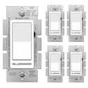 BESTTEN 5 Pack Dimmer Light Switch, Single-Pole or 3-Way Dimmer Switches, 120V, Compatible with Dimmable LED, CFL, Incandescent and Halogen Bulbs, Decorator Wallplate Included, UL Listed, White