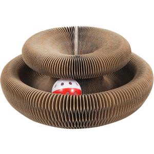 Organlada Cat Scratcher Cardboard with Bell-Ball, Foldable Slinky Cat Scratch Pad, A Magic Organ Cat Butler Toy for Cat Scratching, 1pcs