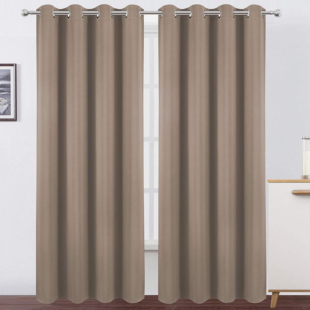 LEMOMO Cappuccino Thermal Blackout Curtains 52 x 84 Inch Set of 2 Panels Room Darkening Curtains for Bedroom