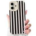 NITITOP Compatible for iPhone 17 Case Cute Stylish Line Stripe Pattern Design for Women Girls Soft TPU Shockproof Full Camera Protective Phone Cover - White Black