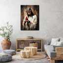 Jesus and Cardinal Canvas Wall Art Jesus Saves Cardinalis Painting Decor Picture Christian God Thorns Red Birds Posters Prints for Dining Living Prayer Room Kitchen Church Wall Bedroom Decoration (16"L x 12"W)
