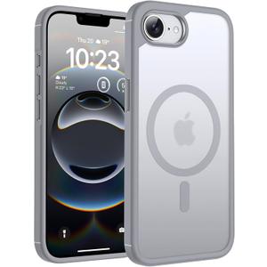 TOCOL Magnetic for iPhone 16e Case, Upgraded Full Camera Protection, Compatible with Magsafe, Drop Protection, Translucent Matte Back Bumper for iPhone 16e 6.1-Inch (Gray)