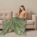 Green Throw Blanket Wild Fern Leaves Plants Blankets and Throws for Couch Sofa, Boho Leaf Decorative Soft Cozy Flannel Blanket for Home Bedding Living Room Chair, All Season Blanket 50 x 60 Inch