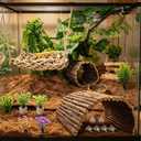 Bearded Dragon Tank Accessories, Reptile Mat Hammock Plants Bridge Jungle Climber Vines Terrarium Decorations for Leopard Gecko, Hermit Crab Lizard Snake (9 PCS Without Reptile Mat)