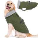 Lelepet Warm Dog Coat Waterproof Dog Jacket for Large Dogs Reflective Fleece Vest with Adjustable Buckle Hook & Loop Windproof Cold Weather Coats for Small Medium Large Dogs, Army Green, L