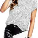 Women's Tops Summer Floral Print Lace Crochet Short Sleeve Blouse Loose Business Dressy Casual Tunic Tops