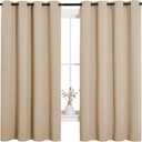 NICETOWN Room Darkening Curtain Panels for Cafe, Thermal Insulated Grommet Room Darkening Draperies/Drapes for Window (Biscotti Beige, 2 Panels, W55 x L68 -inch)
