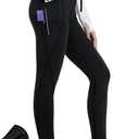 baleaf Women's Thermal Fleece Lined Leggings with Pockets Ankle Zip Reflective Water Resistant High Waisted Warm Snow Pants (Black)