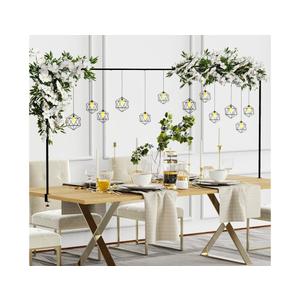 Putros Over The Table Rod Stand with Clamps Black 13"-42'' Tall 29"-98" Length Adjustable Metal Table Arch Hanging Rod Stand for Party Wedding Anniversary Christmas Decoration