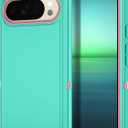 I-HONVA for Google Pixel 10 Pro XL Case Shockproof Dust/Drop Proof 3-Layer Full Body Protection [Without Screen Protector] Rugged Heavy Duty Cover Case for Google Pixel 10 Pro XL,Teal/Pink