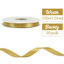 2 x TONIFUL 2 Inch x 50yd Gold Satin Ribbon Wide Solid Fabric Ribbon for Gift Wrapping, Floral Bouquets, Bows and Craft Making, Christmas Valentines Birthday Wedding and Party Decoration