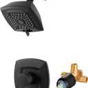 Black Shower Head And Faucet Set Complete With Valve Shower Fixtures With 6 Inch High Pressure Rain Shower Head Trim kit Regaderas Para bBao Modernas