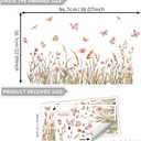 Boho Flower Wall Decals Foxtail Grass Plants Wildflower Floral Leaves Butterflies Dragonflies Wall Stickers for Bedroom Living Room Wall Art Dcor